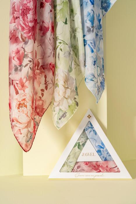 Kadın Ephedra Soft Eşarp Paketi (İndigo-Yeşil-Krem Bordo) - Jawel