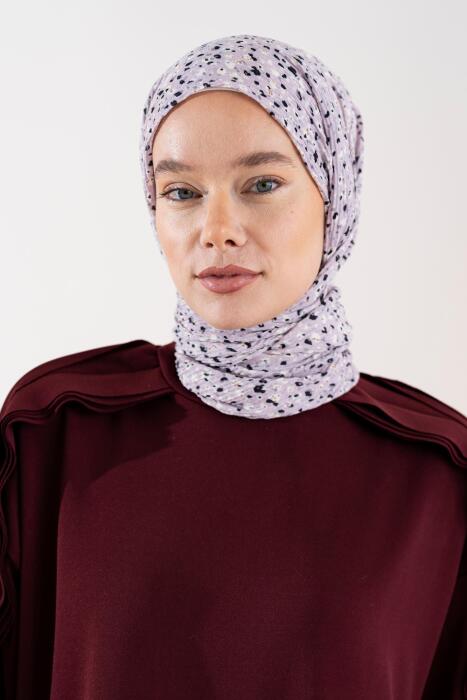 Kadın Ütü İstemeyen Çakıl Desen Bürümcük Şal 190*80 Cm LİLA BEYAZ - Jawel