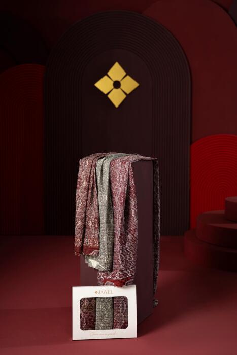 Kadın Müslin Şal Paketi Petra (Kahve-Krem-Bordo) - Jawel