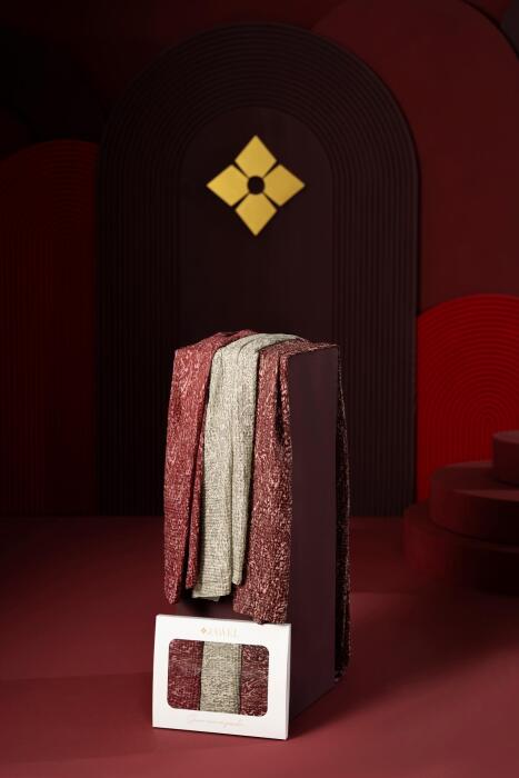 Kadın Müslin Şal Paketi Tyana (Bordo-Krem-Kahve) - Jawel