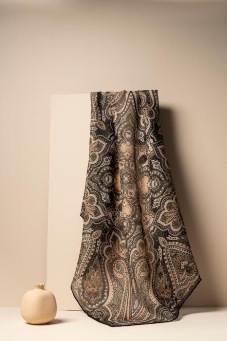 Kadın Etnik Desenli Soft Eşarp HAKİ - Jawel