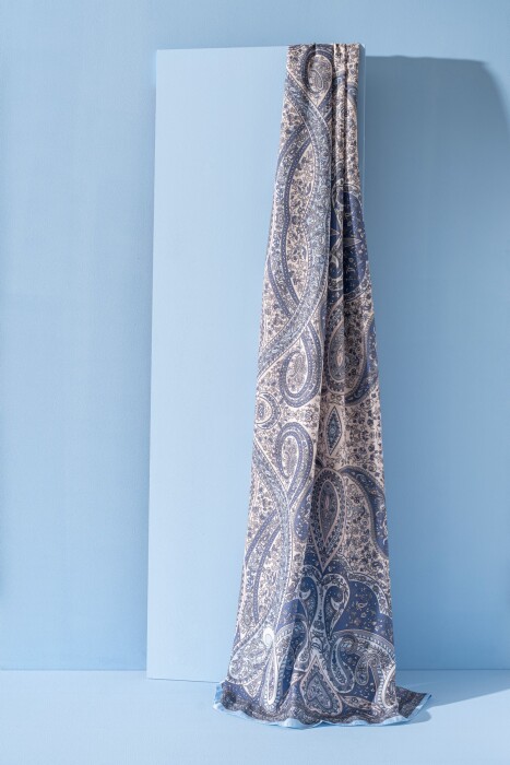 Kadın Etnik Desen Soft Şal Prusa 152.04.0003 BEBE MAVİ - Jawel