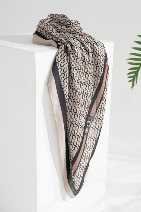 Kadın Tesettür Digital Desen 1 Soft Eşarp SÜTLÜ KAHVE 