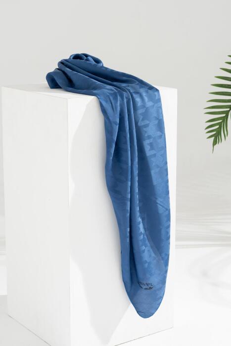 Kadın Tesettür Jakarlı Kazayağı Eşarp 1 İNDİGO 