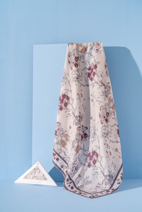 Kadın Spring Soft Limira Eşarp KREM BORDO - Jawel