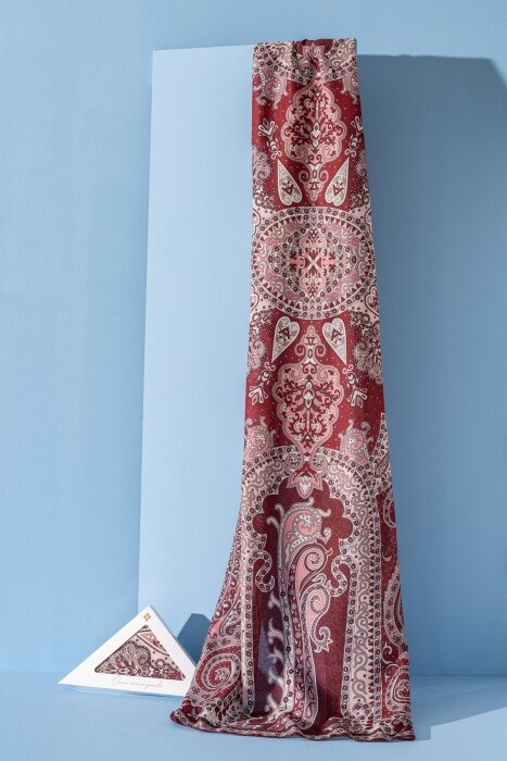 Kadın Etnik Desen Soft Tlos Şal BORDO - Jawel