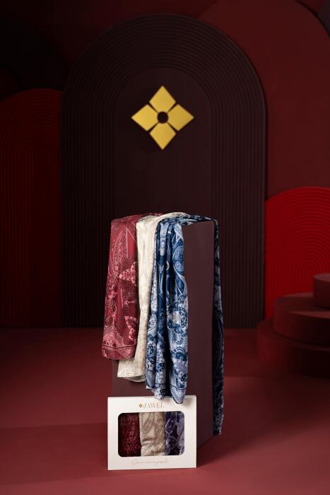 Kadın Teos Şal Paketi (Bordo-Sütlü Kahve-Lacivert) - Jawel