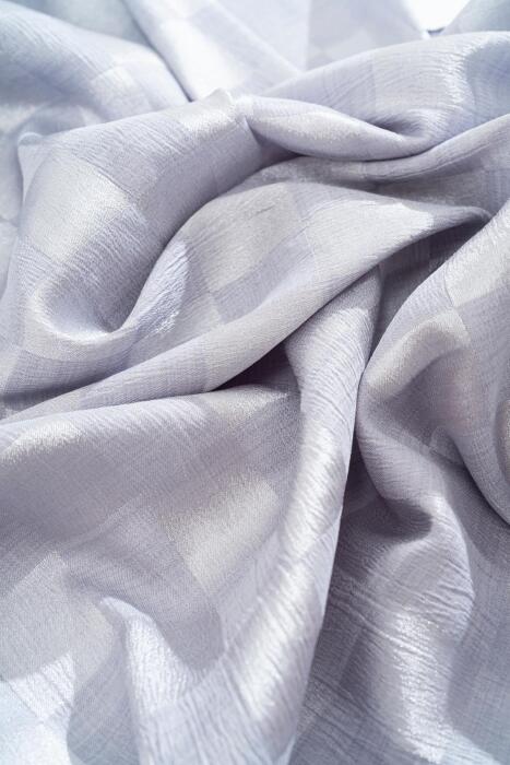 Kadın Dama Desenli Tesettür Jakarlı Şal 185x70 Cm GRİ 