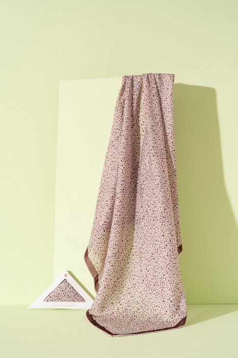 Kadın Çakıl Desen Soft Eşarp KREM BORDO - Jawel