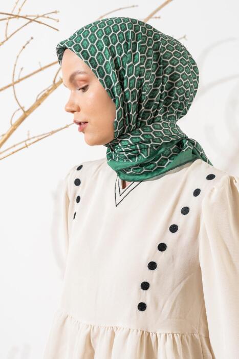 Kadın Lale Desen Soft Eşarp ZÜMRÜT 