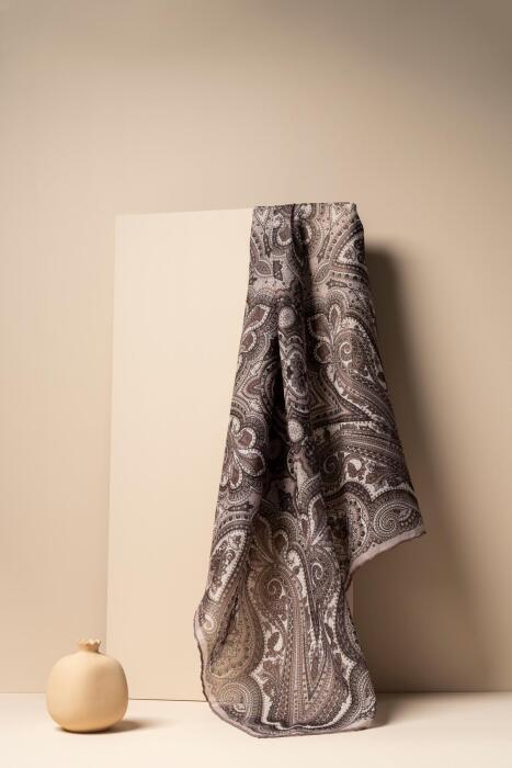 Kadın Etnik Desenli Soft Eşarp VİZON - Jawel