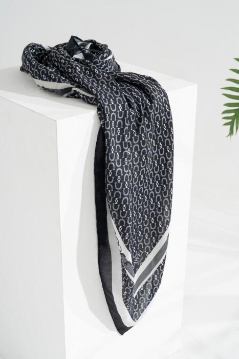 Kadın Tesettür Digital Desen 1 Soft Eşarp ANTRASİT 