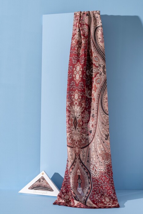 Kadın Etnik Desen Soft Alinda Şal BORDO - Jawel