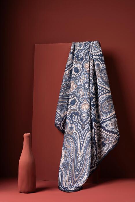 Kadın Etnik Desenli Soft Eşarp LACİVERT KAHVE - Jawel