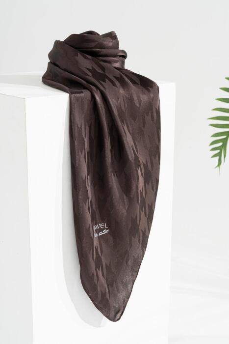 Kadın Tesettür Jakarlı Kazayağı Eşarp 1 ACI KAHVE 