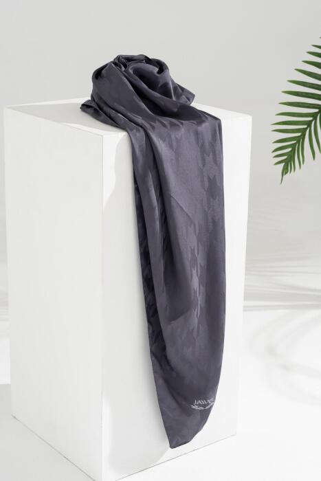Kadın Tesettür Jakarlı Kazayağı Eşarp 1 ANTRASİT - Jawel