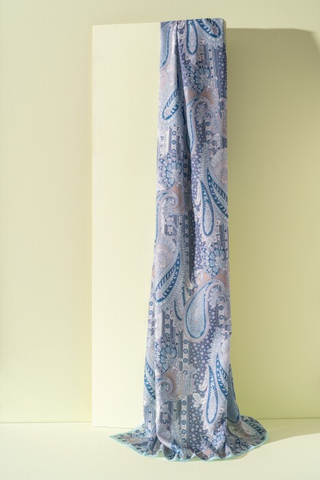 Kadın Etnik Desen Soft Şal Adessa TURKUAZ - Jawel