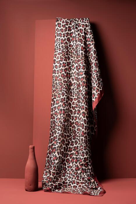 Kadın Leopar Desen Soft Şal BORDO - Jawel