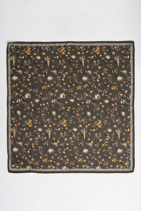 Kadın Digital Baskılı Çiçek Desen Soft Eşarp HAKİ - Jawel