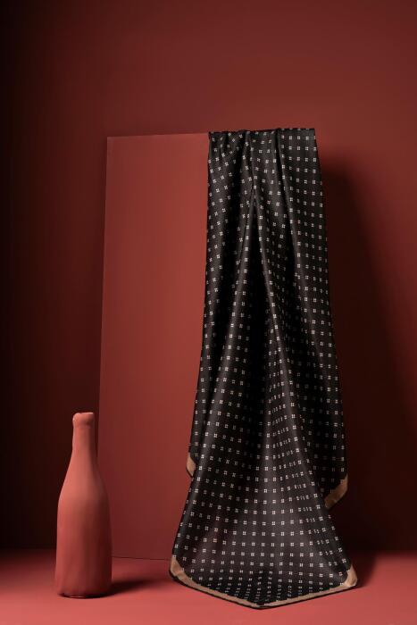 Kadın Küçük Kareli Soft Eşarp SİYAH HARDAL 