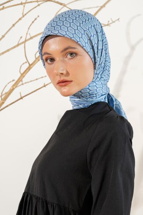 Kadın Lale Desen Soft Eşarp BEBE MAVİ 