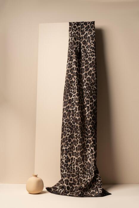 Kadın Leopar Desen Soft Şal SİYAH HAKİ - Jawel