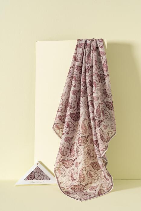 Kadın Pateh Soft Eşarp KREM BORDO - Jawel