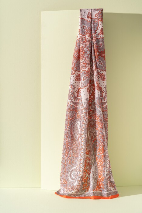 Kadın Etnik Desen Soft Tlos Şal TURUNCU - Jawel