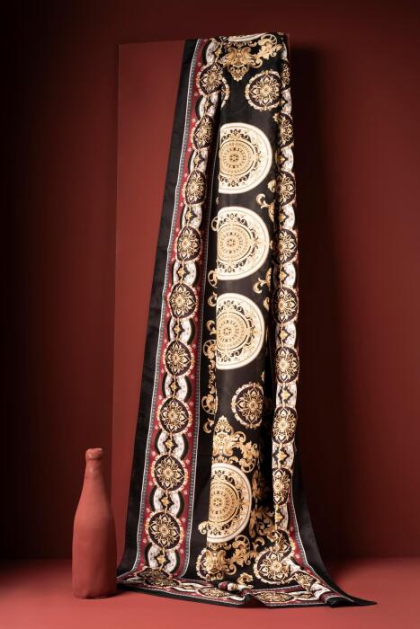 Kadın Etnik Desen Soft Şal Mylasa BORDO - Jawel