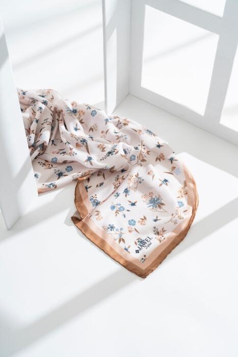 Kadın Digital Baskılı Çiçek Desen Soft Eşarp HARDAL 