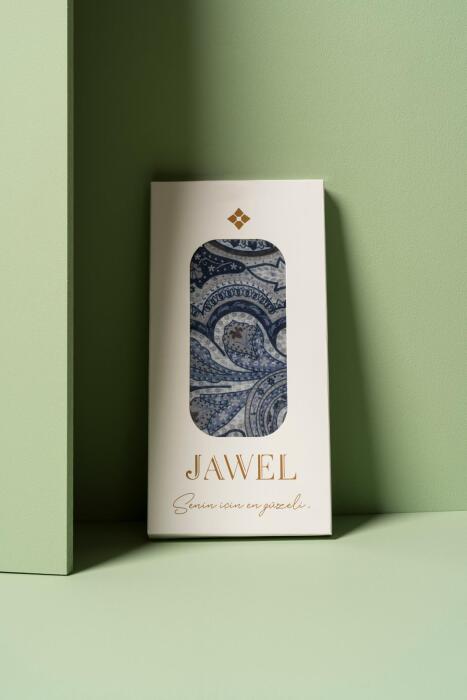 Kadın Etnik Desenli Soft Eşarp LACİVERT - Jawel