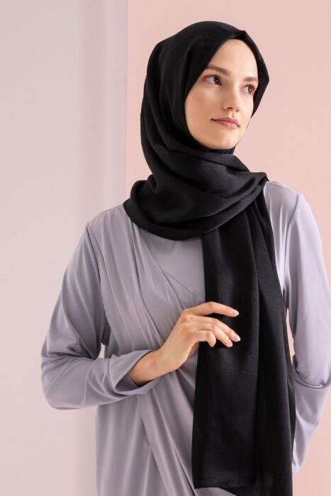 Kadın Kırışmaz Janjan Şal 185*70 Cm SİYAH - Jawel