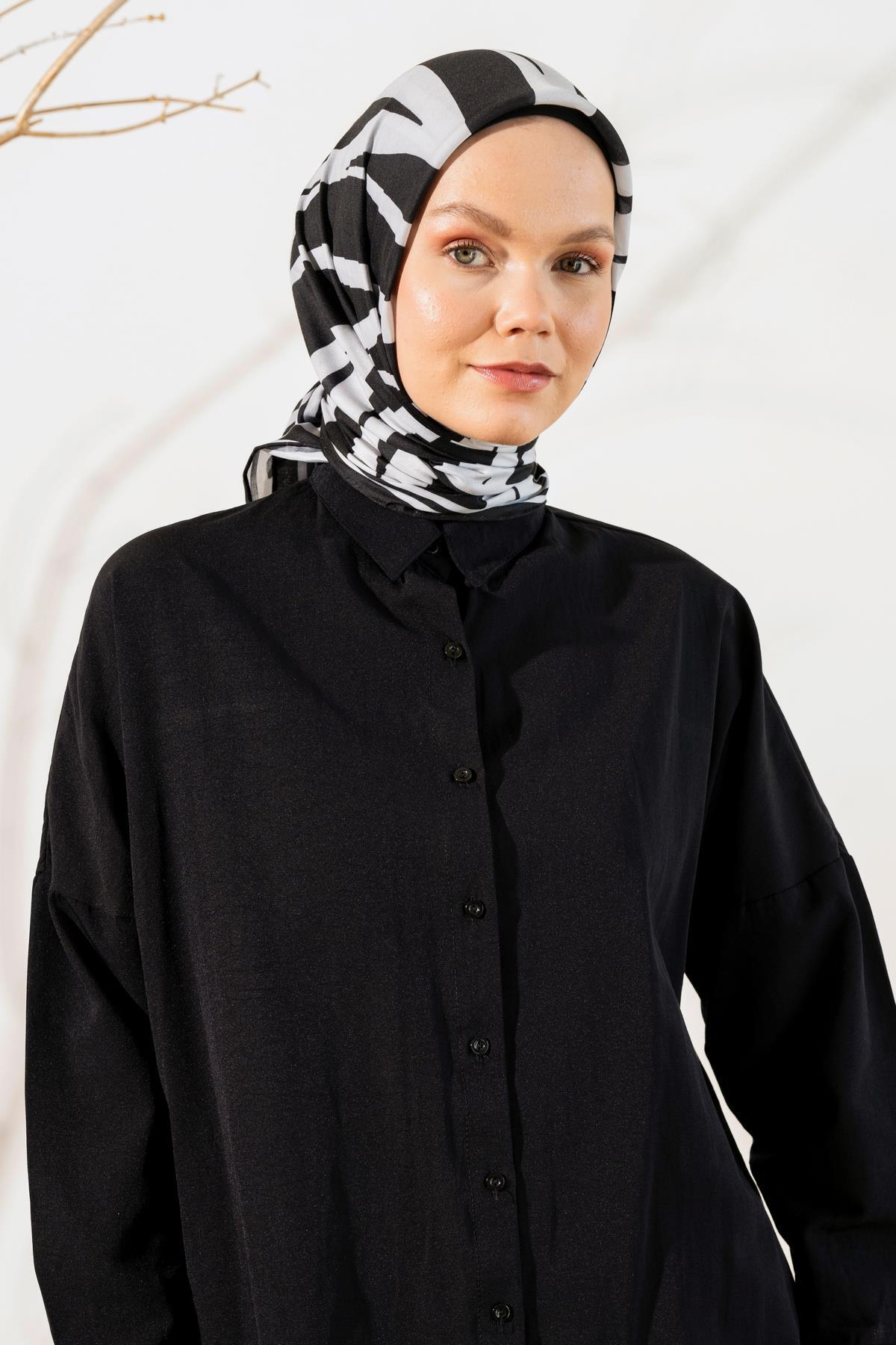 Kadın Zebra Desen Soft Eşarp SİYAH