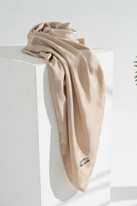 Kadın Tesettür Jakarlı Kazayağı Eşarp 1 BEJ - Jawel