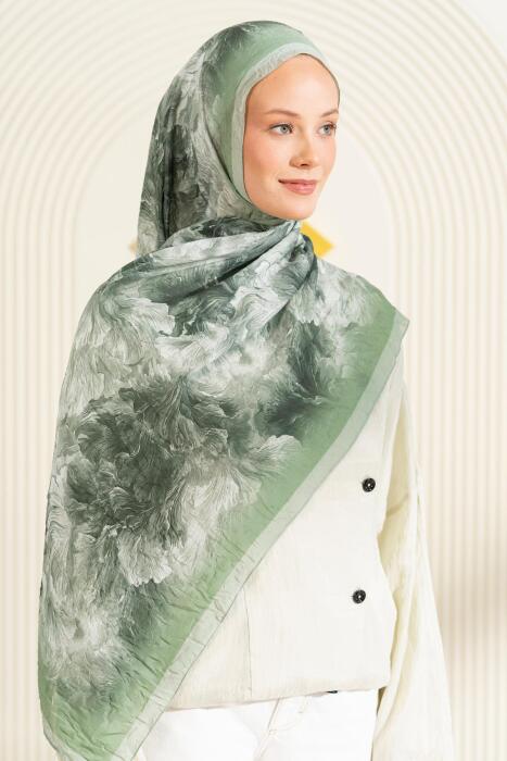 Desenli Kırışık Dokulu Bloom Soft Şal SOFT YEŞİL - Jawel
