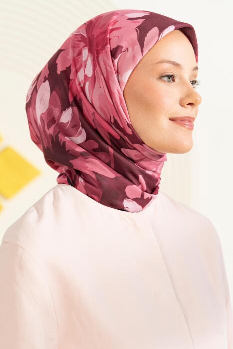 Çiçek Desenli Soft Eşarp Leia BORDO - Jawel