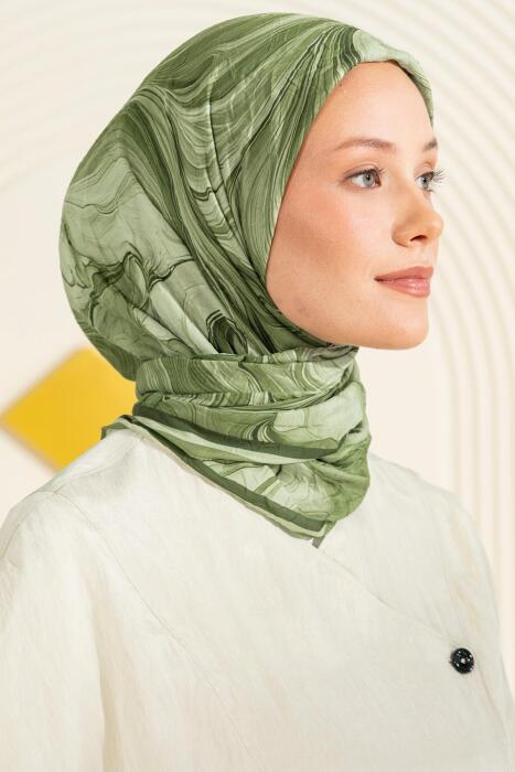 Ebru Desenli Kırışık Dokulu Soft Eşarp Maryas SOFT YEŞİL - Jawel