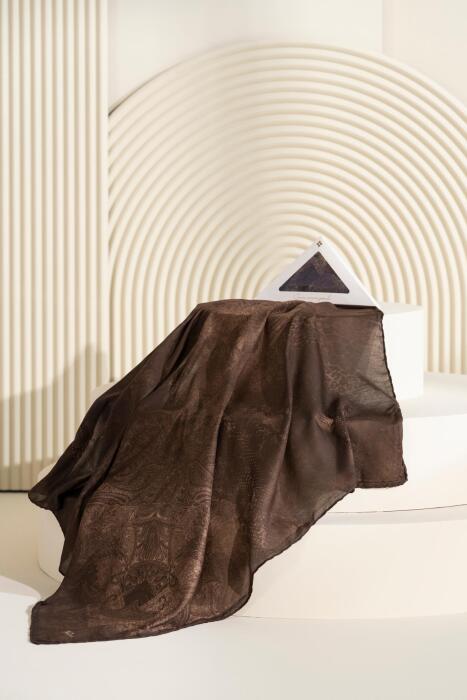 Desenli Soft Eşarp Akleia KAHVE - Jawel