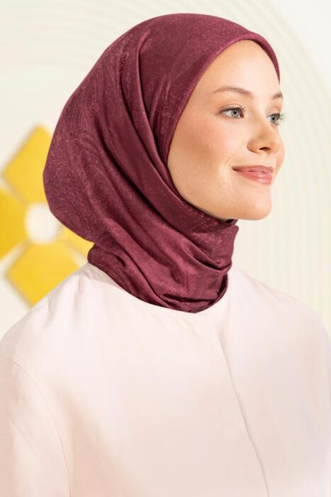 Desenli Soft Eşarp Akleia BORDO - Jawel
