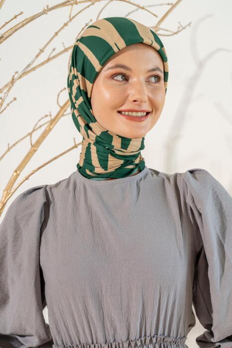 Kadın Zebra Desen Soft Eşarp ZÜMRÜT 