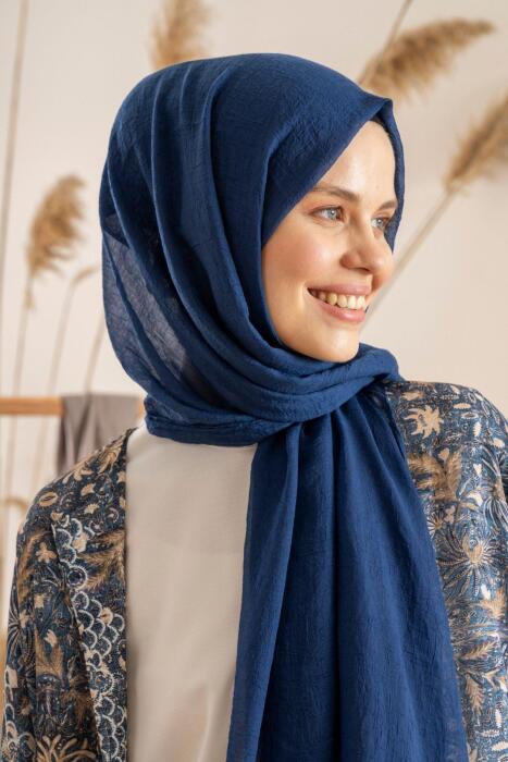 Kadın Konfor Şal 195/85 Cm LACİVERT - Jawel