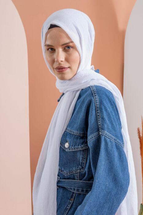 Kadın Konfor Şal 195/85 Cm BEYAZ - Jawel